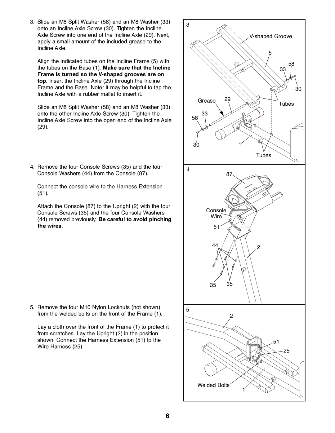 NordicTrack NTEL08990 manual Removed previously. Be careful to avoid pinching the wires 