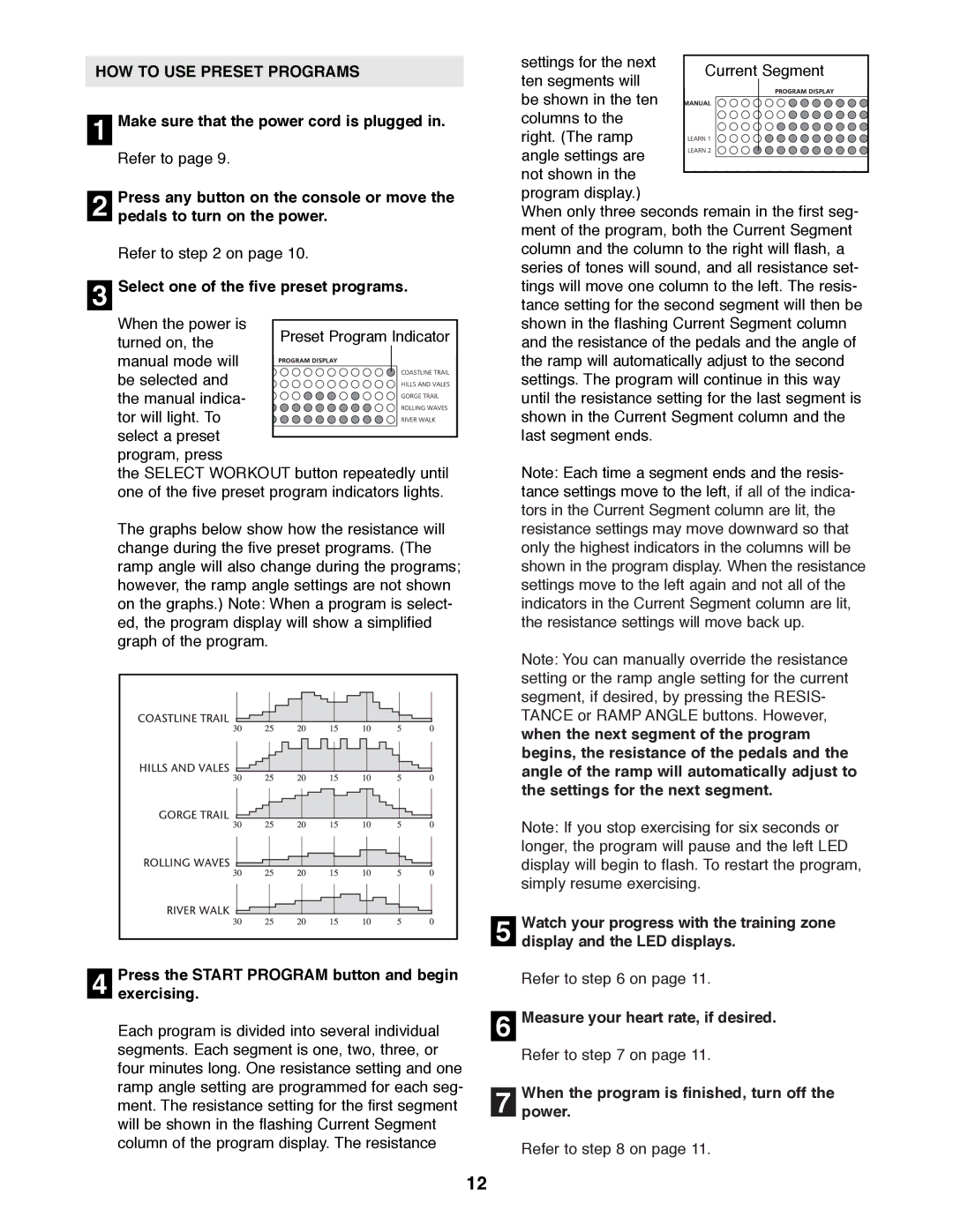 NordicTrack NTEL11990 manual HOW to USE Preset Programs 