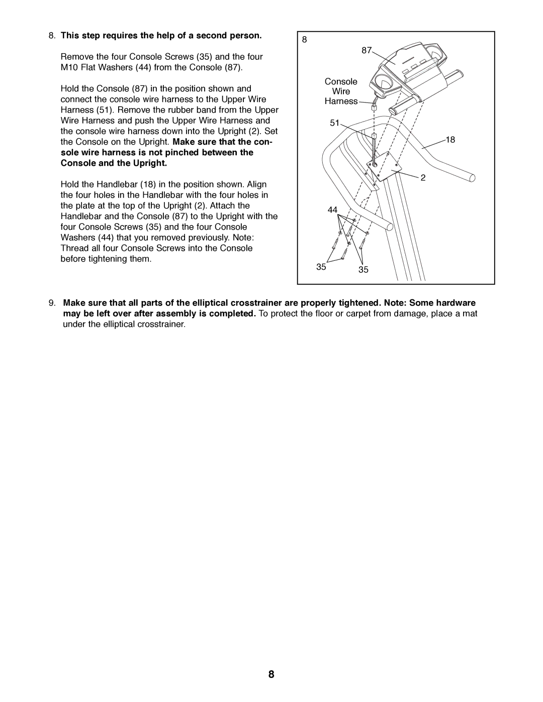 NordicTrack NTEL11990 manual This step requires the help of a second person 