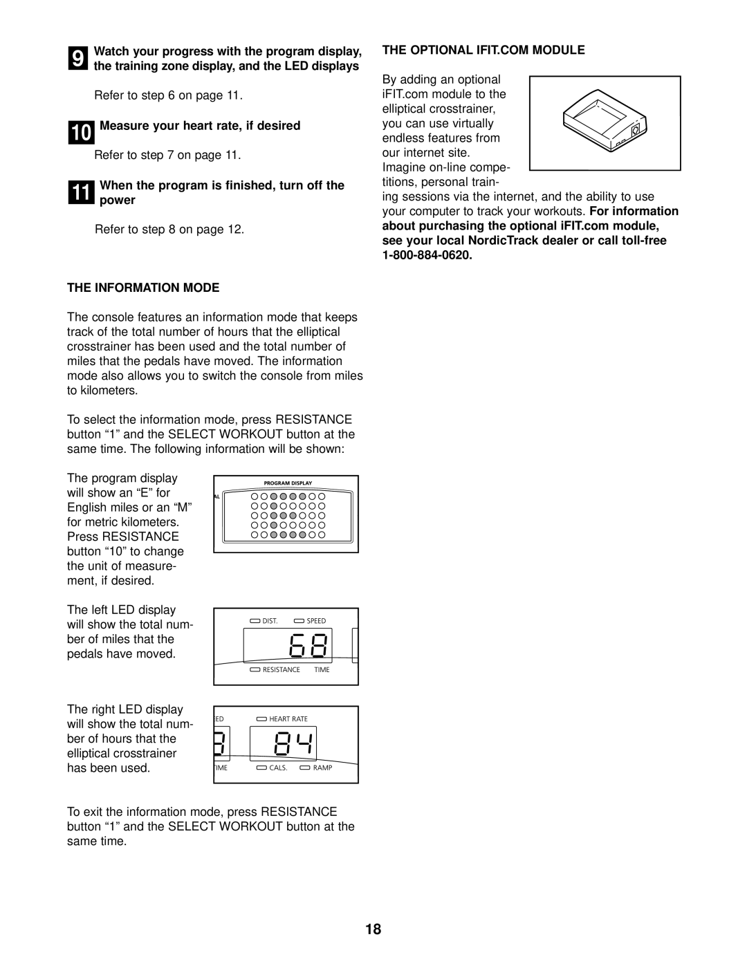 NordicTrack NTEL12900 user manual Information Mode 