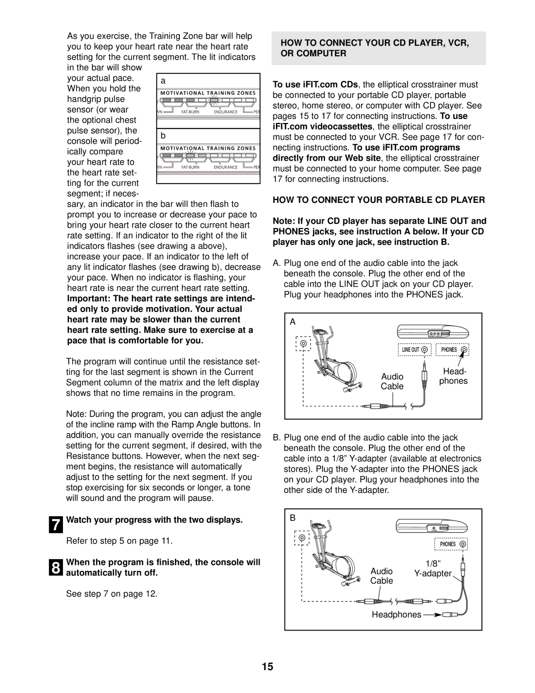 NordicTrack NTEL12910 user manual Audio Adapter Cable Headphones 