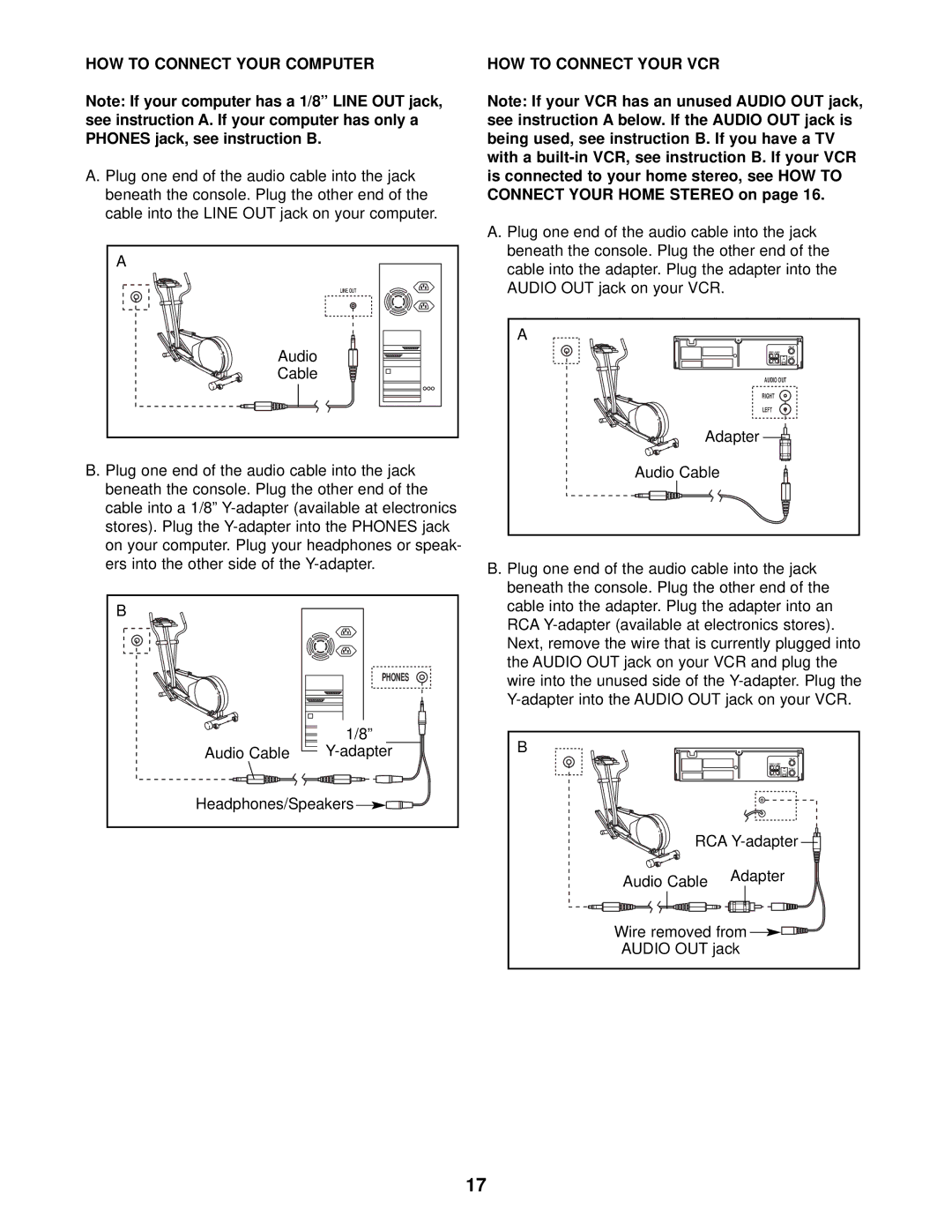 NordicTrack NTEL12910 user manual HOW to Connect Your Computer, HOW to Connect Your VCR 