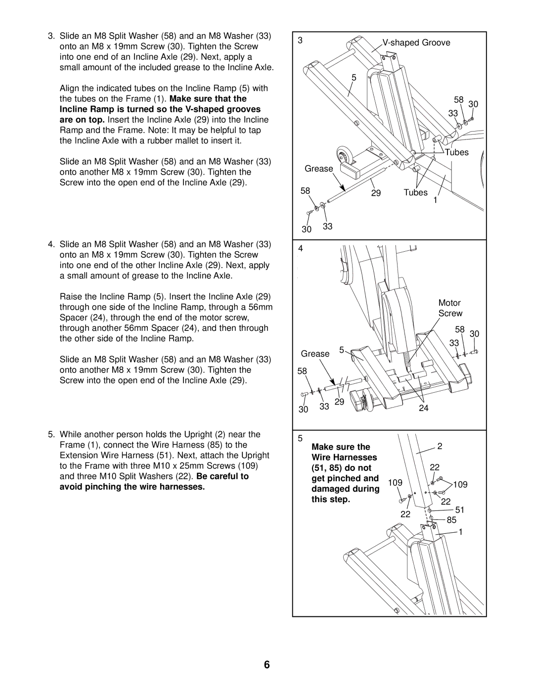 NordicTrack NTEL12910 user manual Make sure Wire Harnesses 51, 85 do not Get pinched, Damaged during This step 