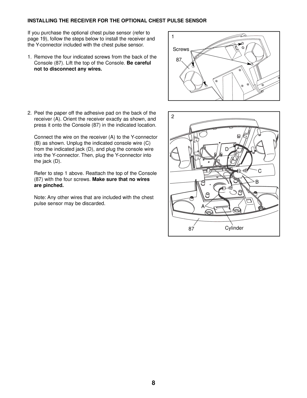 NordicTrack NTEL12910 user manual Installing the Receiver for the Optional Chest Pulse Sensor 