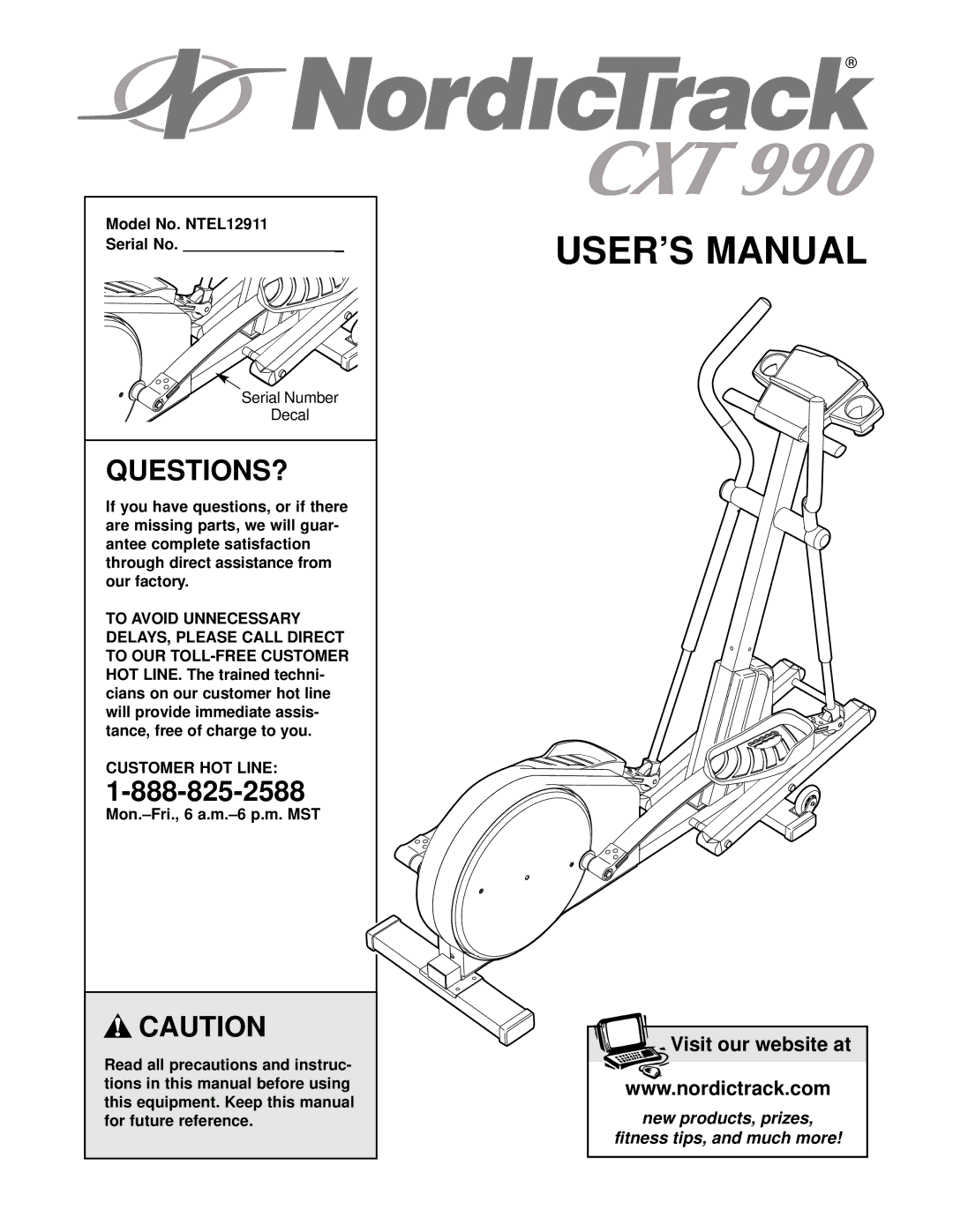 NordicTrack NTEL12911 user manual Questions?, Customer HOT Line 