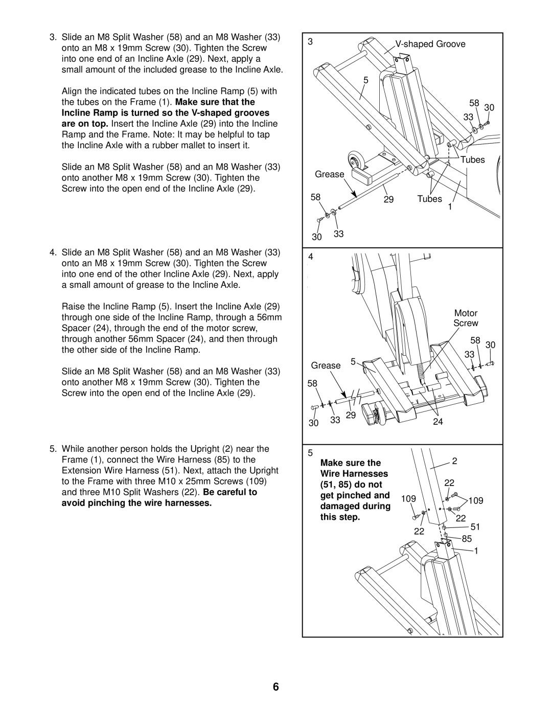 NordicTrack NTEL12911 Tubes on the Frame Make sure that, Are on top, Three M10 Split Washers, 51, 85 do not, This step 