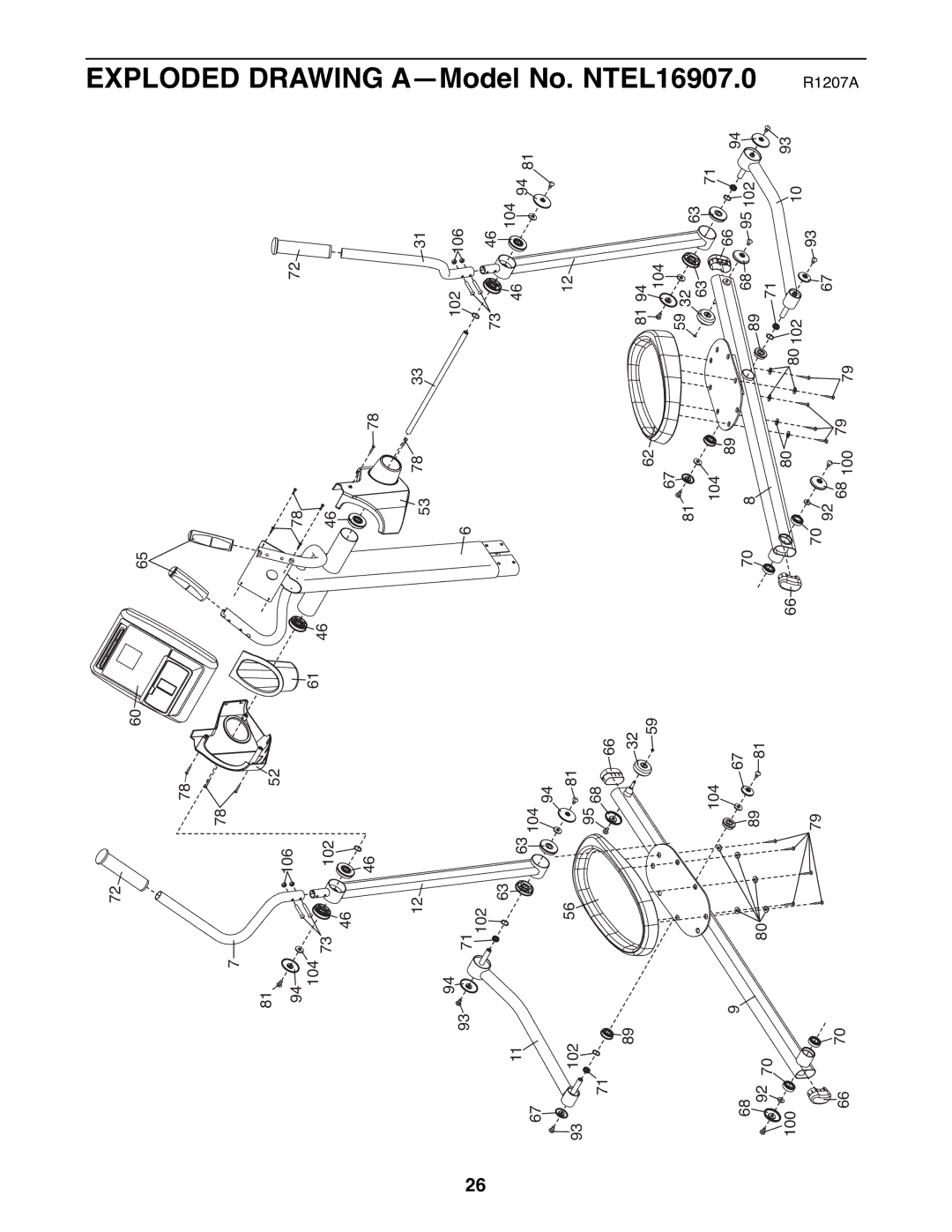 NordicTrack NTEL16907.0 user manual Exploded Drawing A-Model No. NTEL16907 