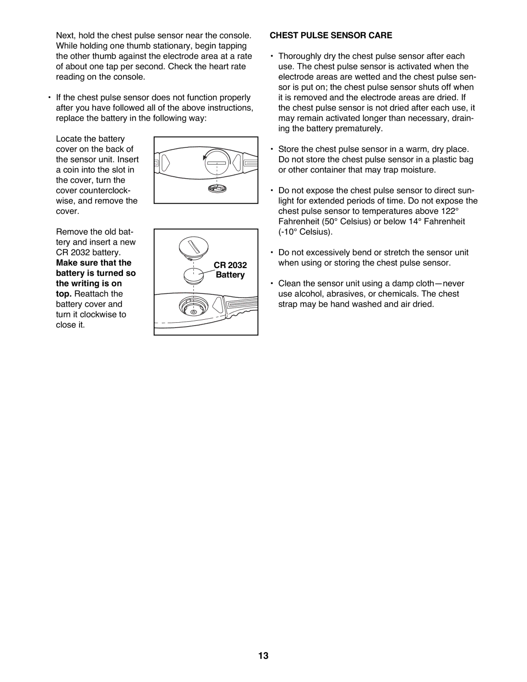 NordicTrack NTEL4255.0 user manual Chest Pulse Sensor Care 