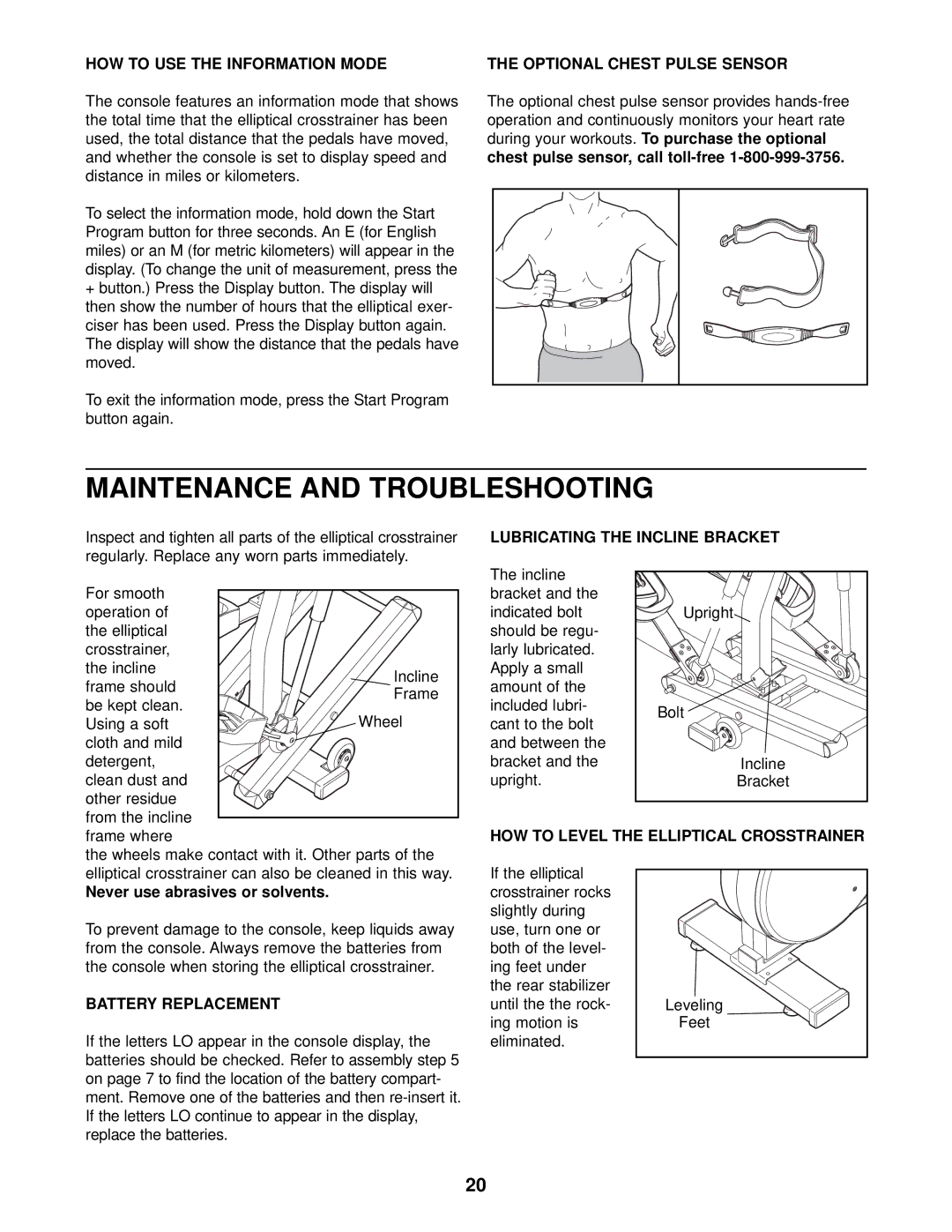 NordicTrack NTEL59010 user manual Maintenance and Troubleshooting 