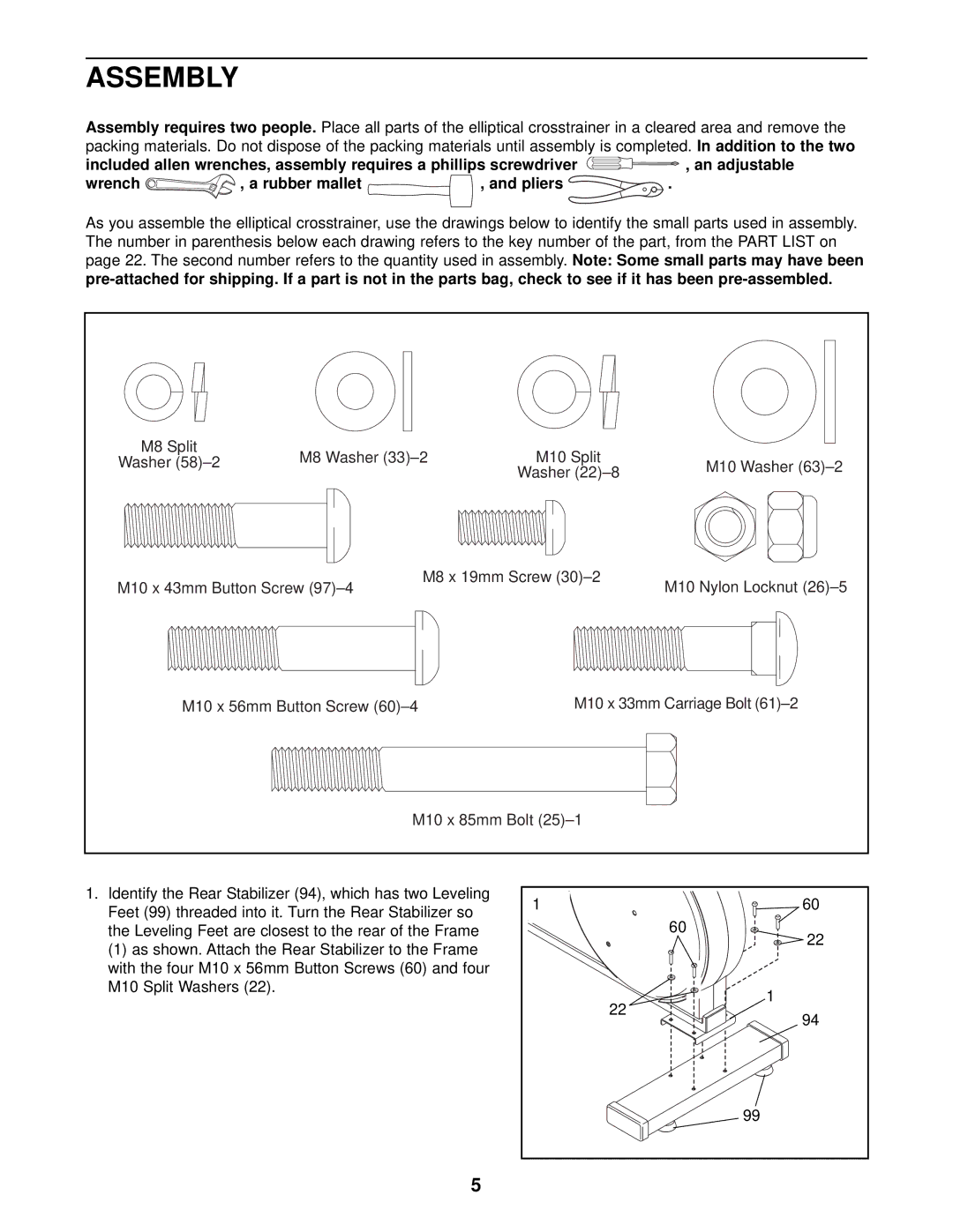 NordicTrack NTEL59010 user manual Assembly 