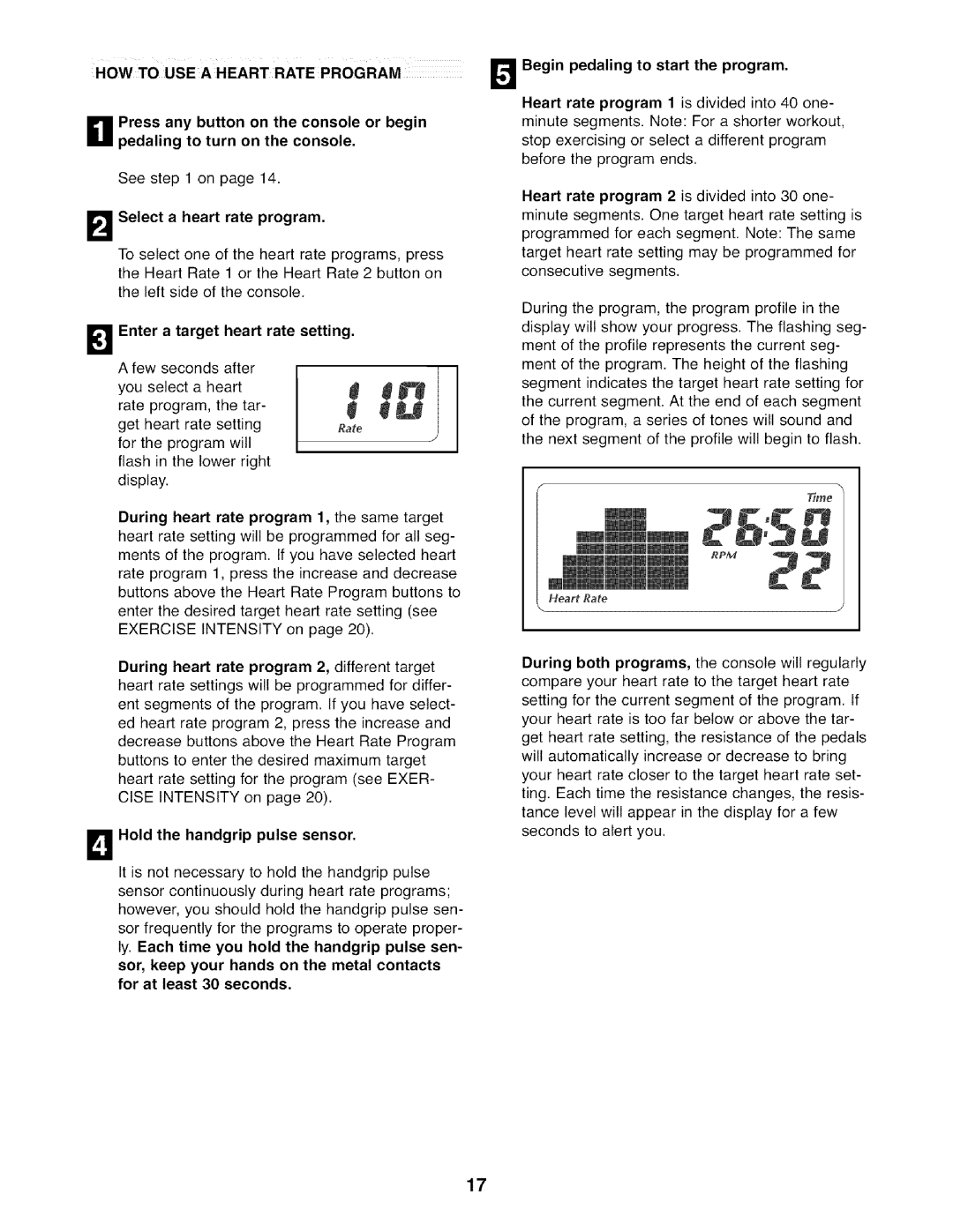 NordicTrack NTEL7506.0 HOW to USE a Heart Rate Program, LaSelect a heart rate program, LaEnter a target heart rate setting 