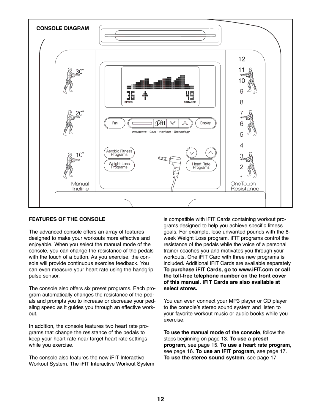 NordicTrack NTEL7706.0 user manual Console Diagram, Features of the Console 