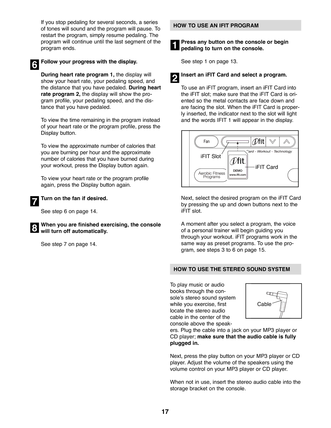 NordicTrack NTEL7706.0 user manual HOW to USE AN Ifit Program, Insert an iFIT Card and select a program 