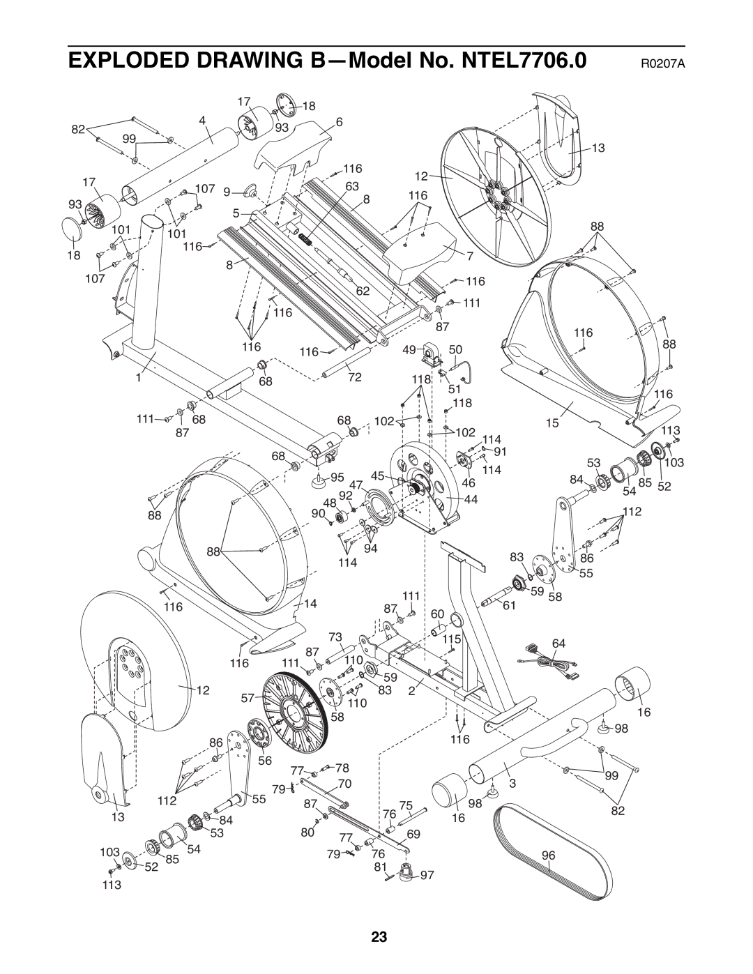 NordicTrack user manual Exploded Drawing B-Model No. NTEL7706.0 