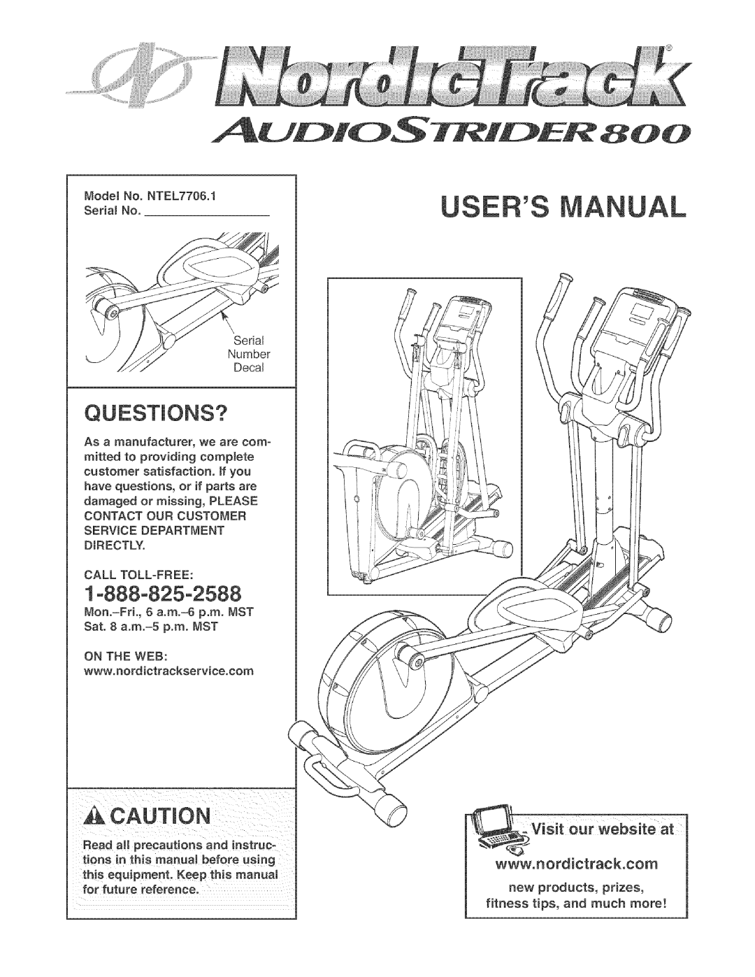 NordicTrack NTEL7706.1 manual Questions?, Call TOLL-FREE, On the WEB 