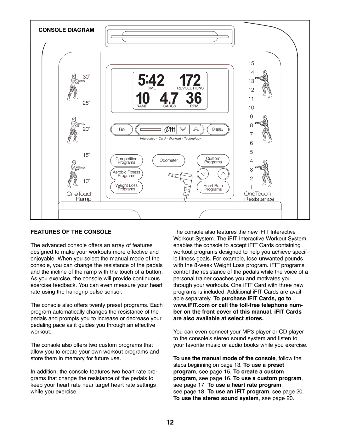 NordicTrack NTEL7906.0 user manual Console Diagram, Features of the Console 