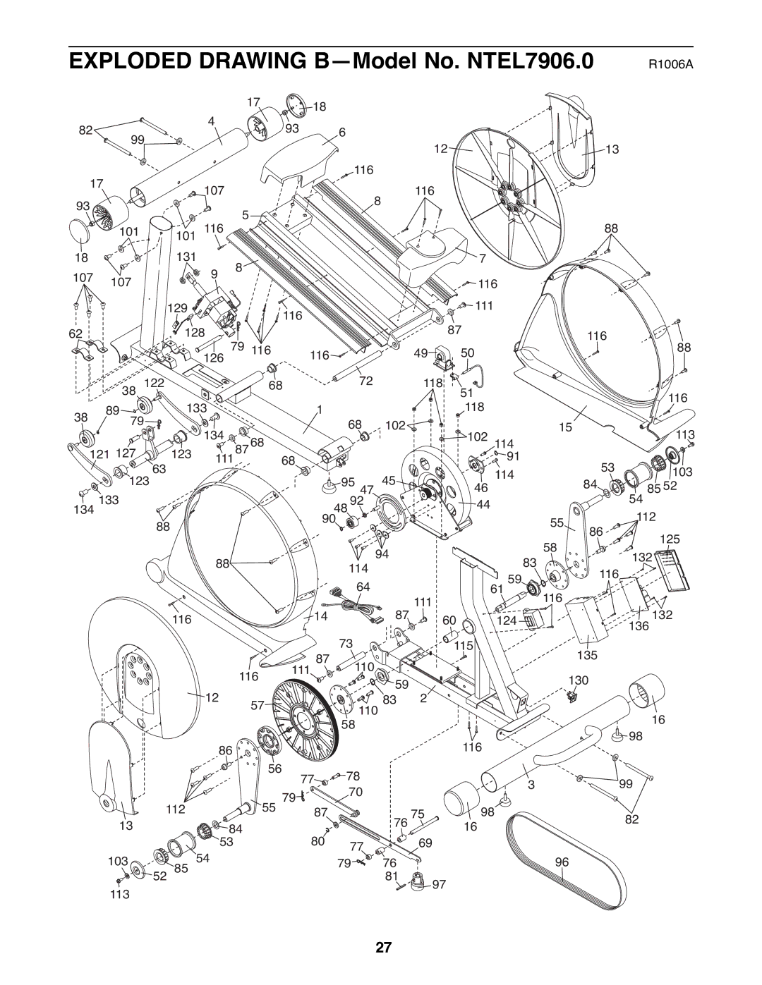 NordicTrack user manual Exploded Drawing B-Model No. NTEL7906.0 