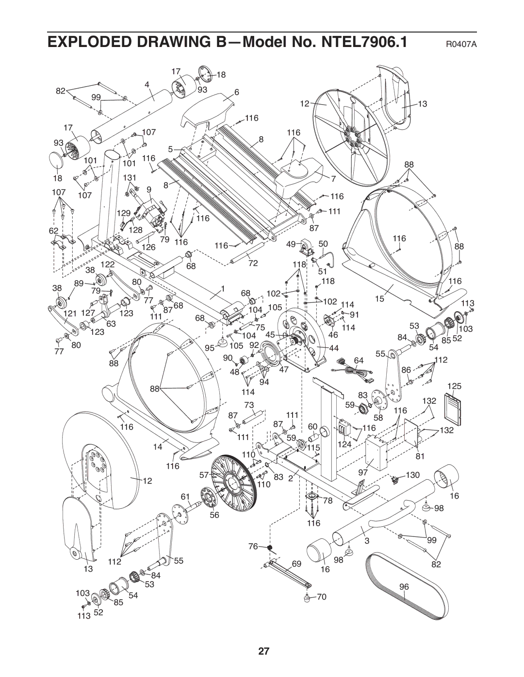 NordicTrack user manual Exploded Drawing B-Model No. NTEL7906.1 