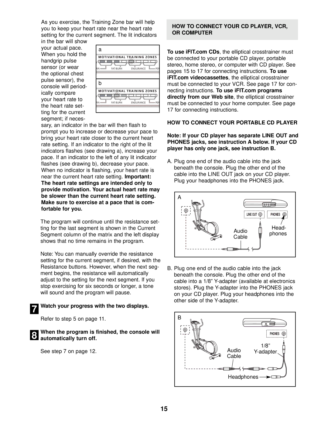 NordicTrack NTEL89010 user manual Audio Adapter Cable Headphones 