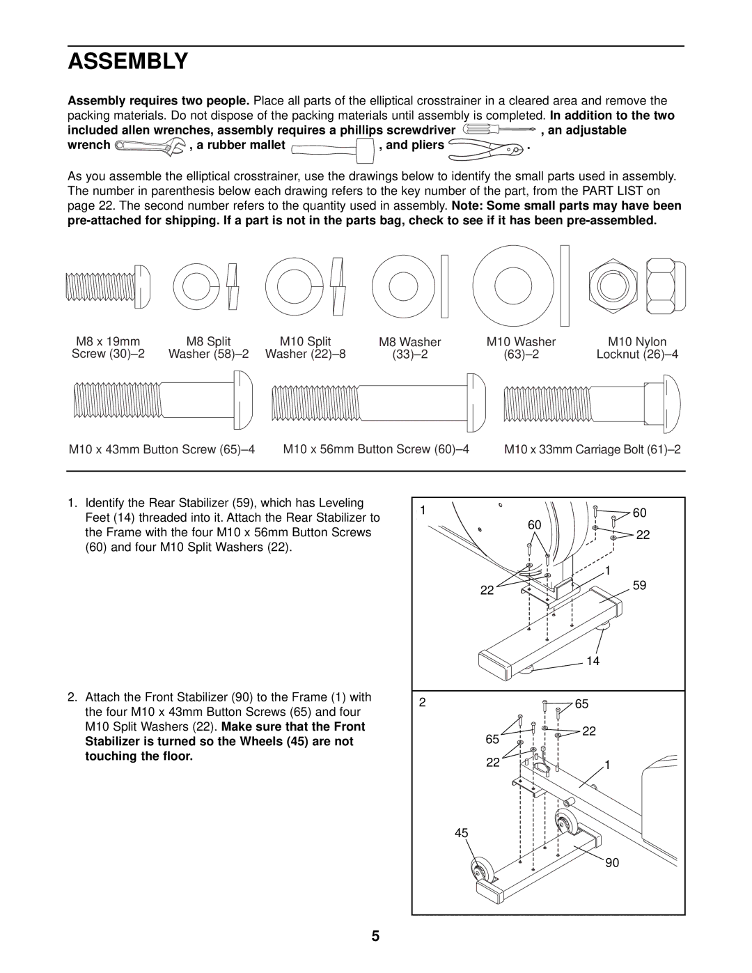 NordicTrack NTEL89010 user manual Assembly 