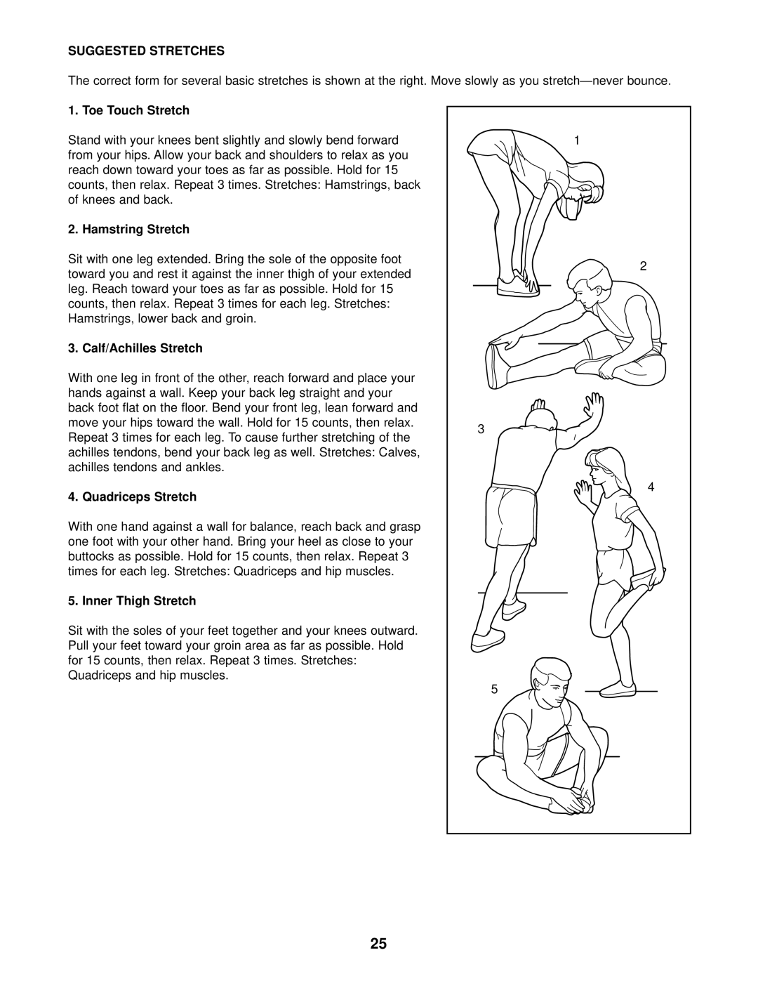 NordicTrack NTEVEL59011 user manual Suggested Stretches 