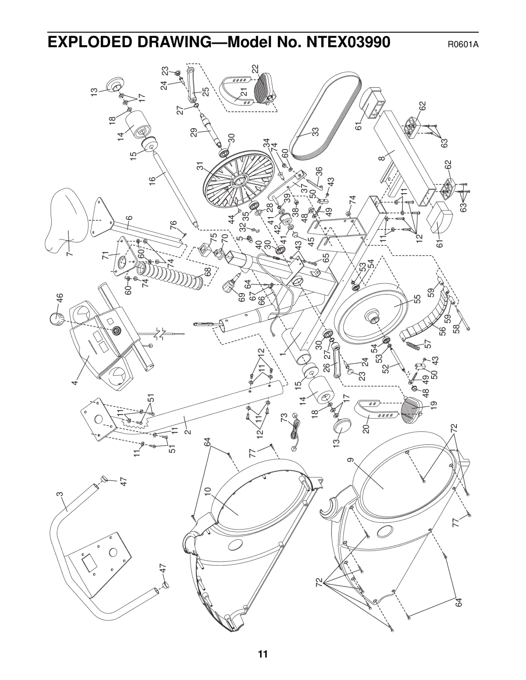 NordicTrack user manual Exploded DRAWING-Model No. NTEX03990 