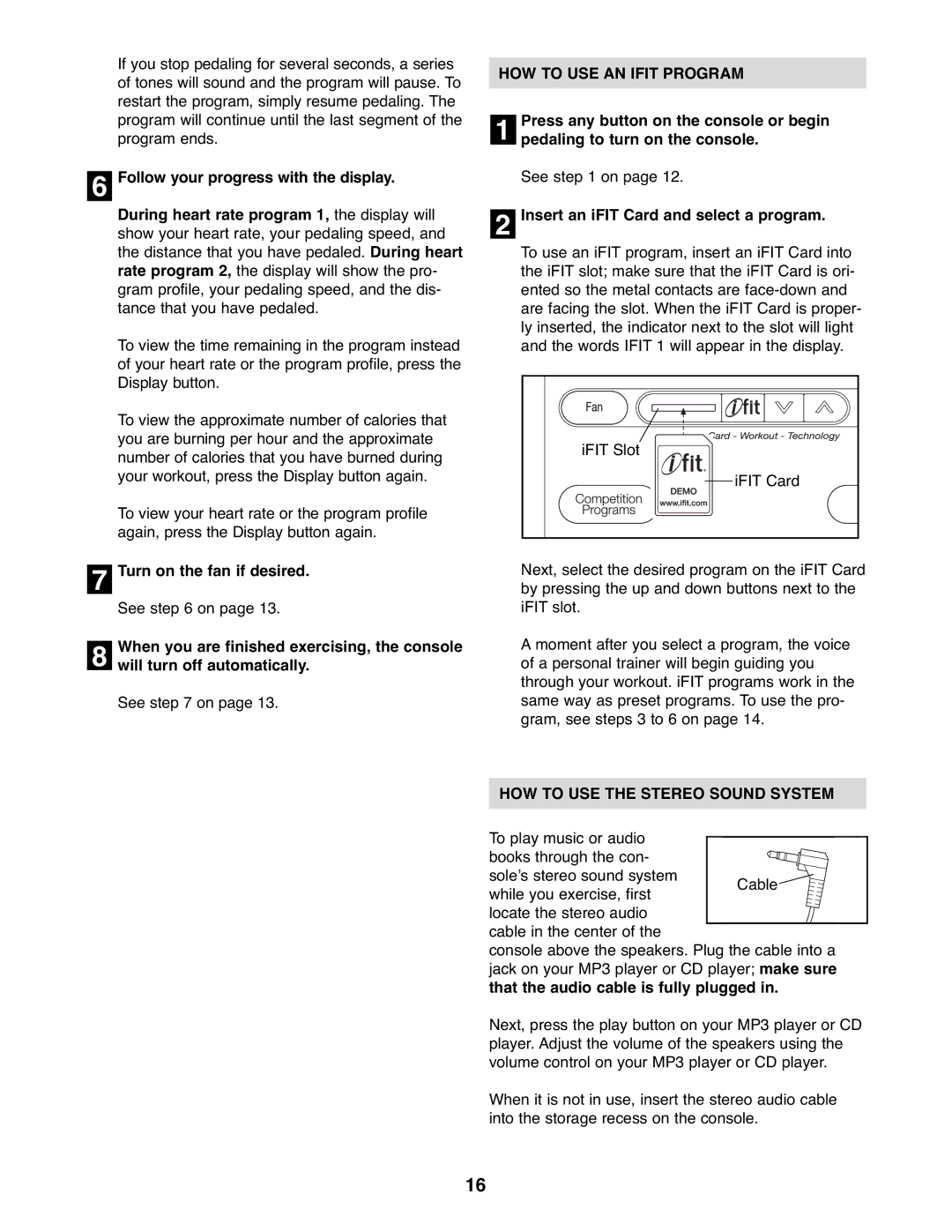 NordicTrack NTEX3196.0 user manual HOW to USE AN Ifit Program, Insert an iFIT Card and select a program 