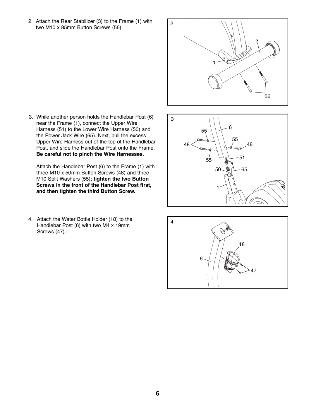 NordicTrack NTEX3196.0 user manual Be careful not to pinch the Wire Harnesses 