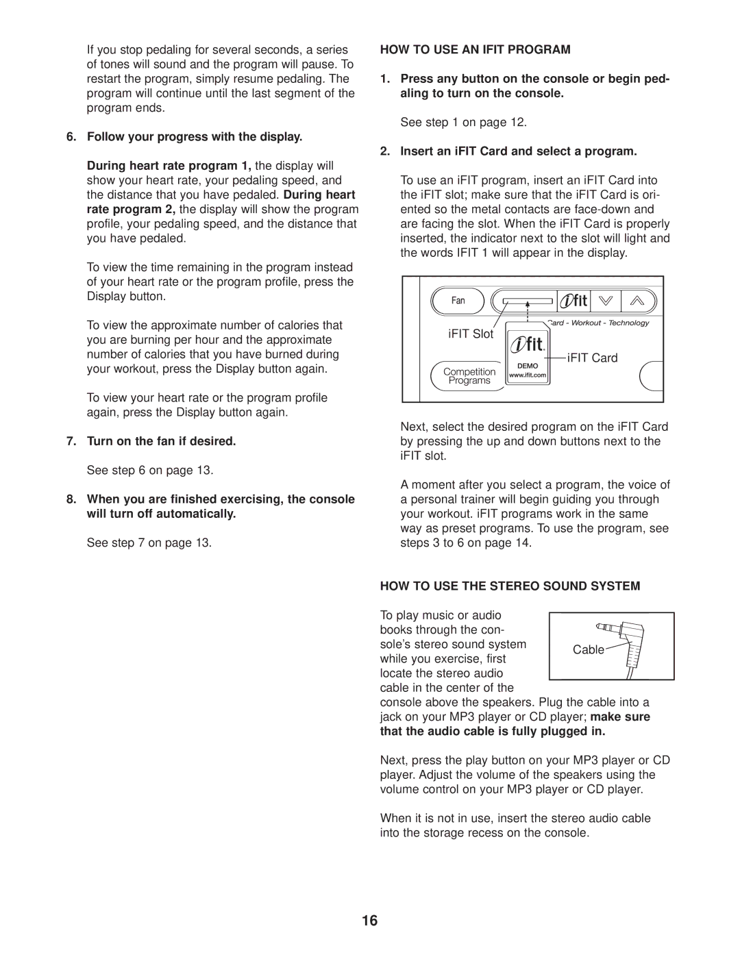 NordicTrack NTEX3196.1 user manual HOW to USE AN Ifit Program, Insert an iFIT Card and select a program 