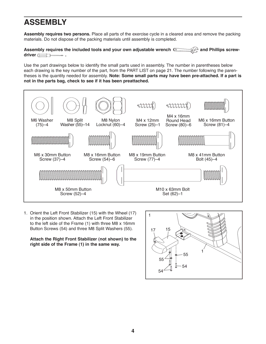 NordicTrack NTEX4196.0 user manual Assembly 