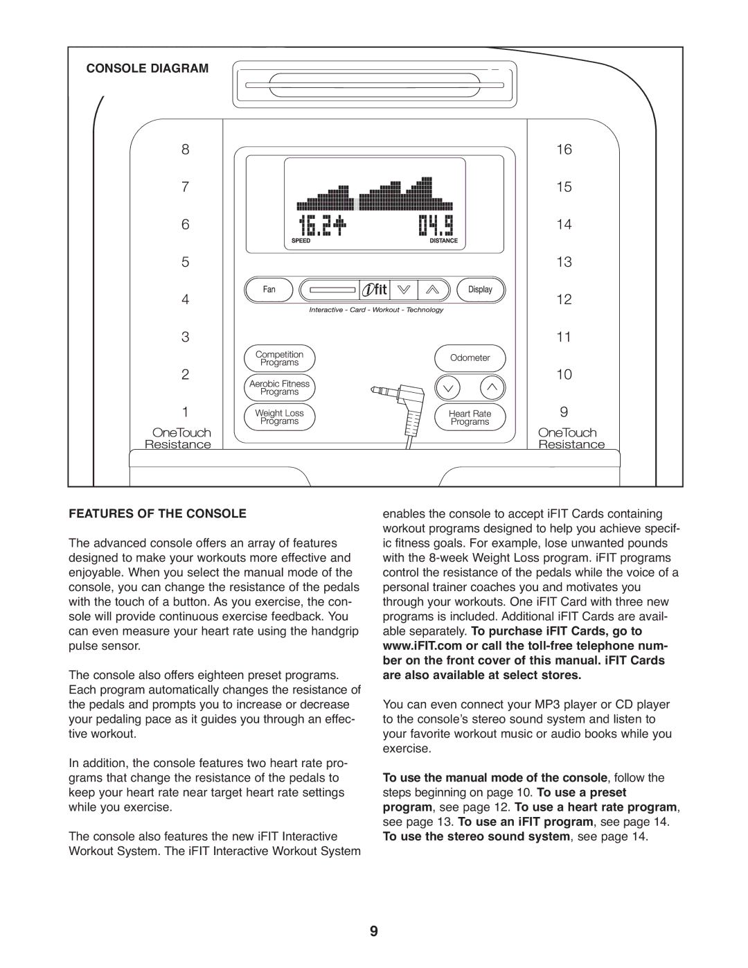 NordicTrack NTEX4196.0 user manual Console Diagram Features of the Console 