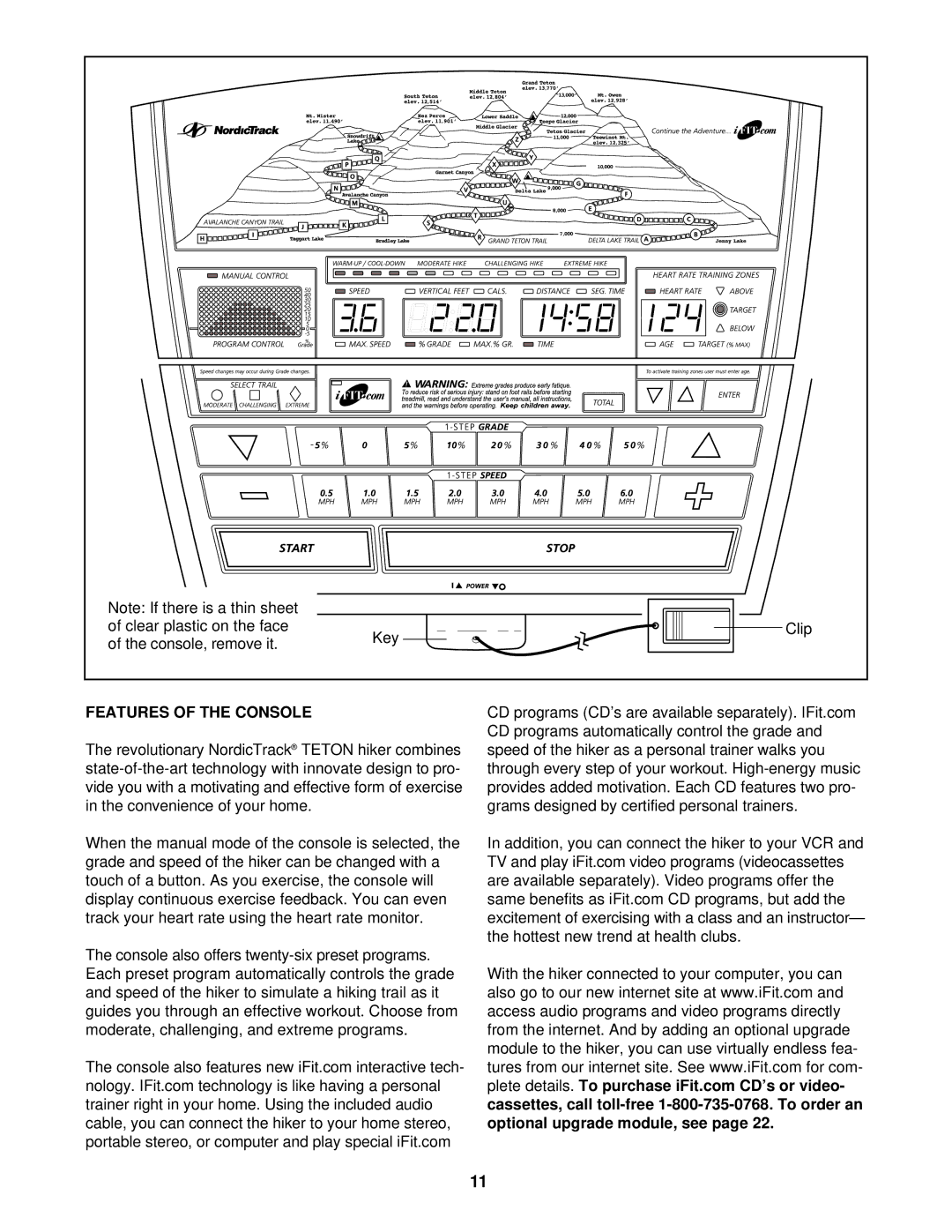 NordicTrack NTHK22490 user manual Features of the Console 