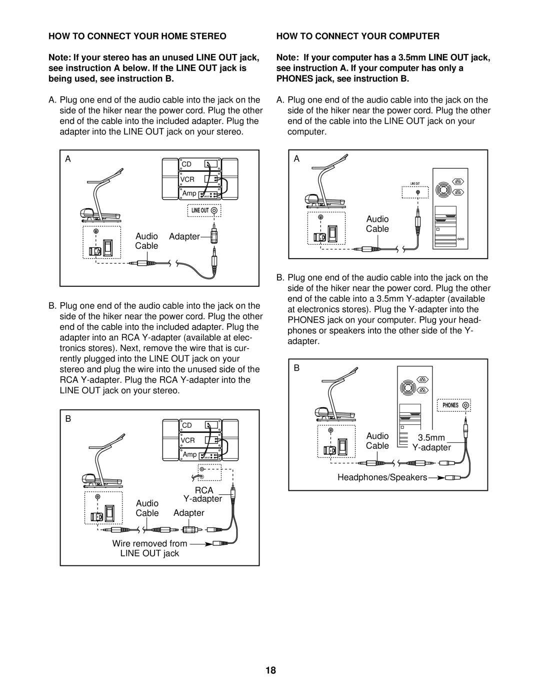 NordicTrack NTHK22490 user manual HOW to Connect Your Home Stereo HOW to Connect Your Computer 