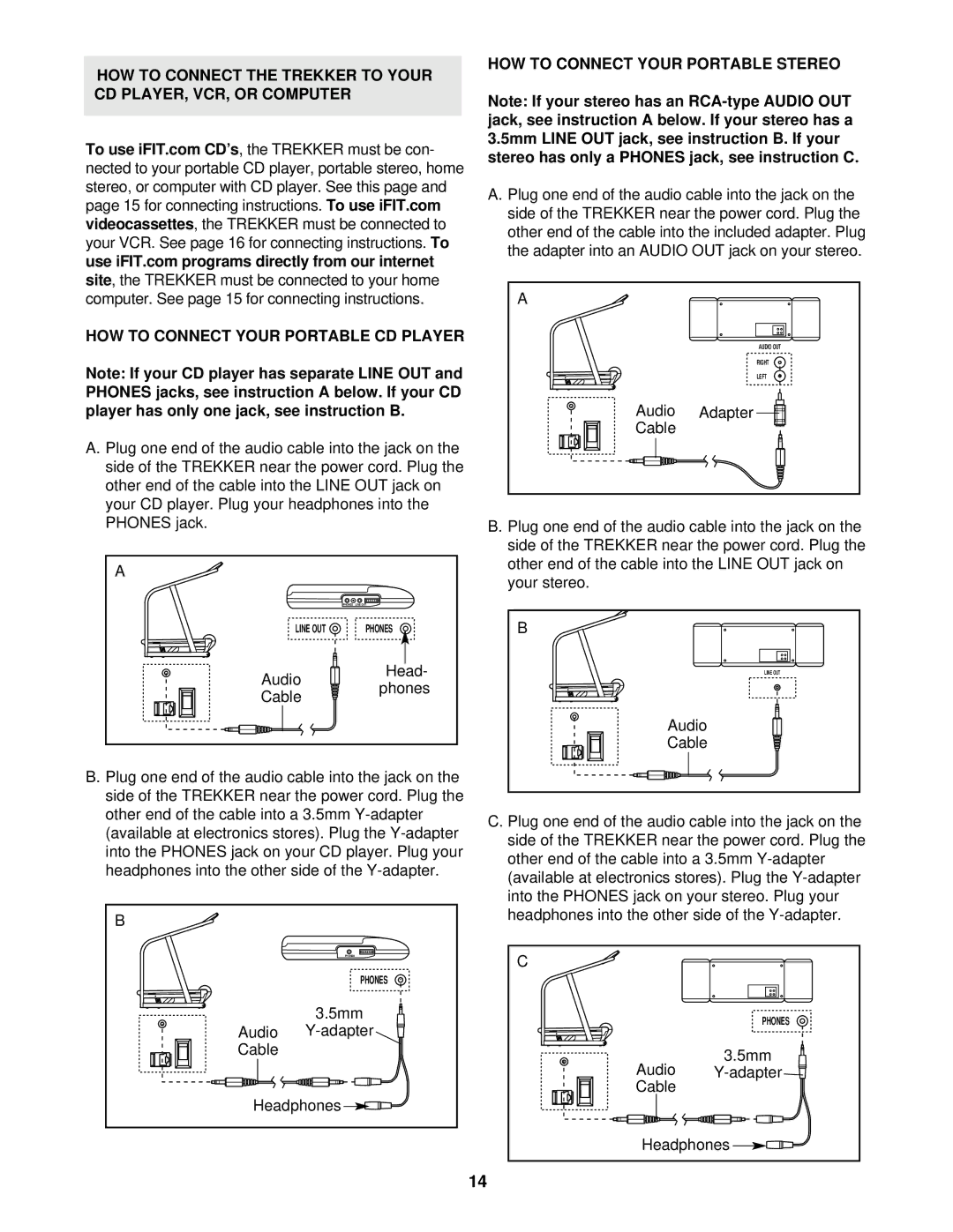 NordicTrack NTHK99902 user manual HOW to Connect Your Portable Stereo 