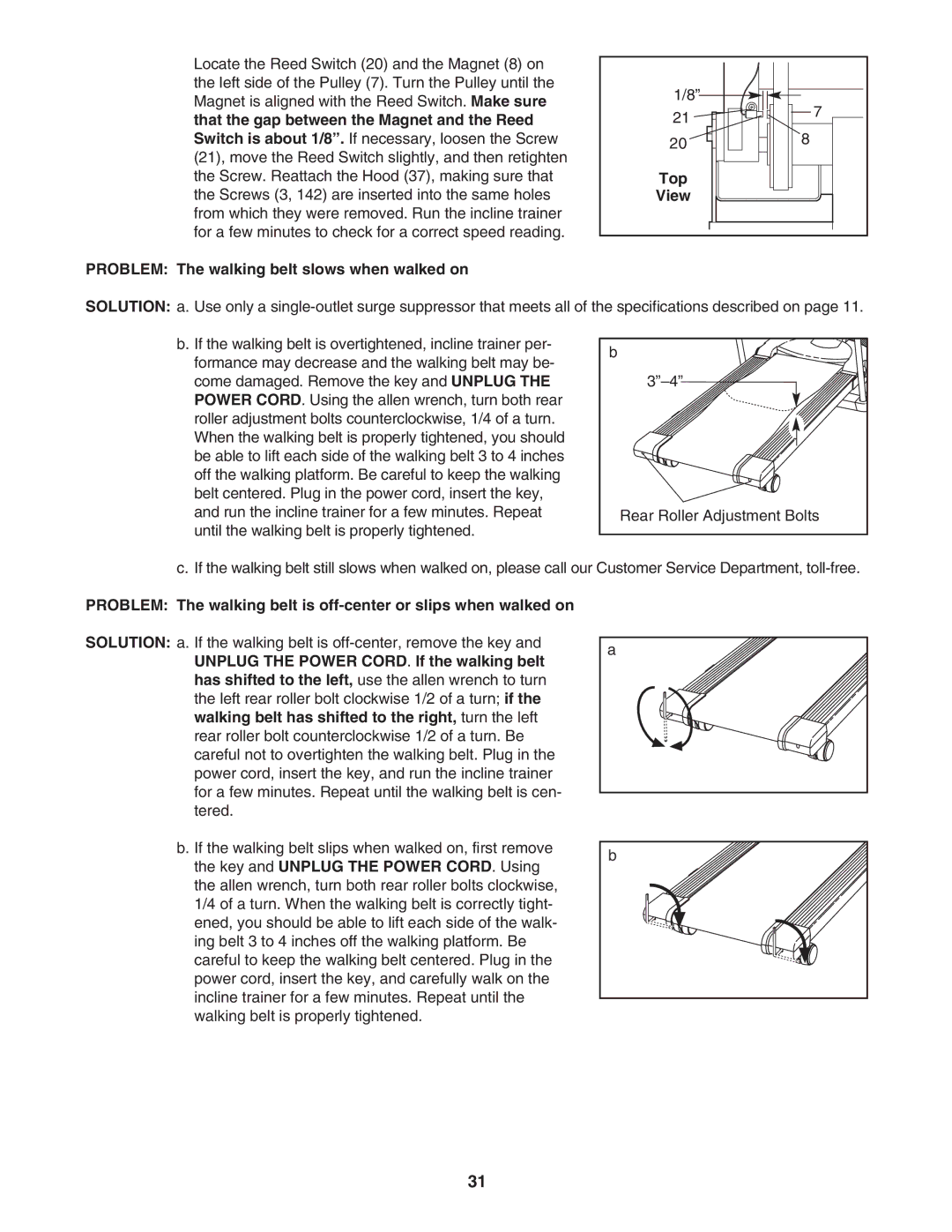 NordicTrack NTK14940 manual Top, Problem The walking belt slows when walked on 