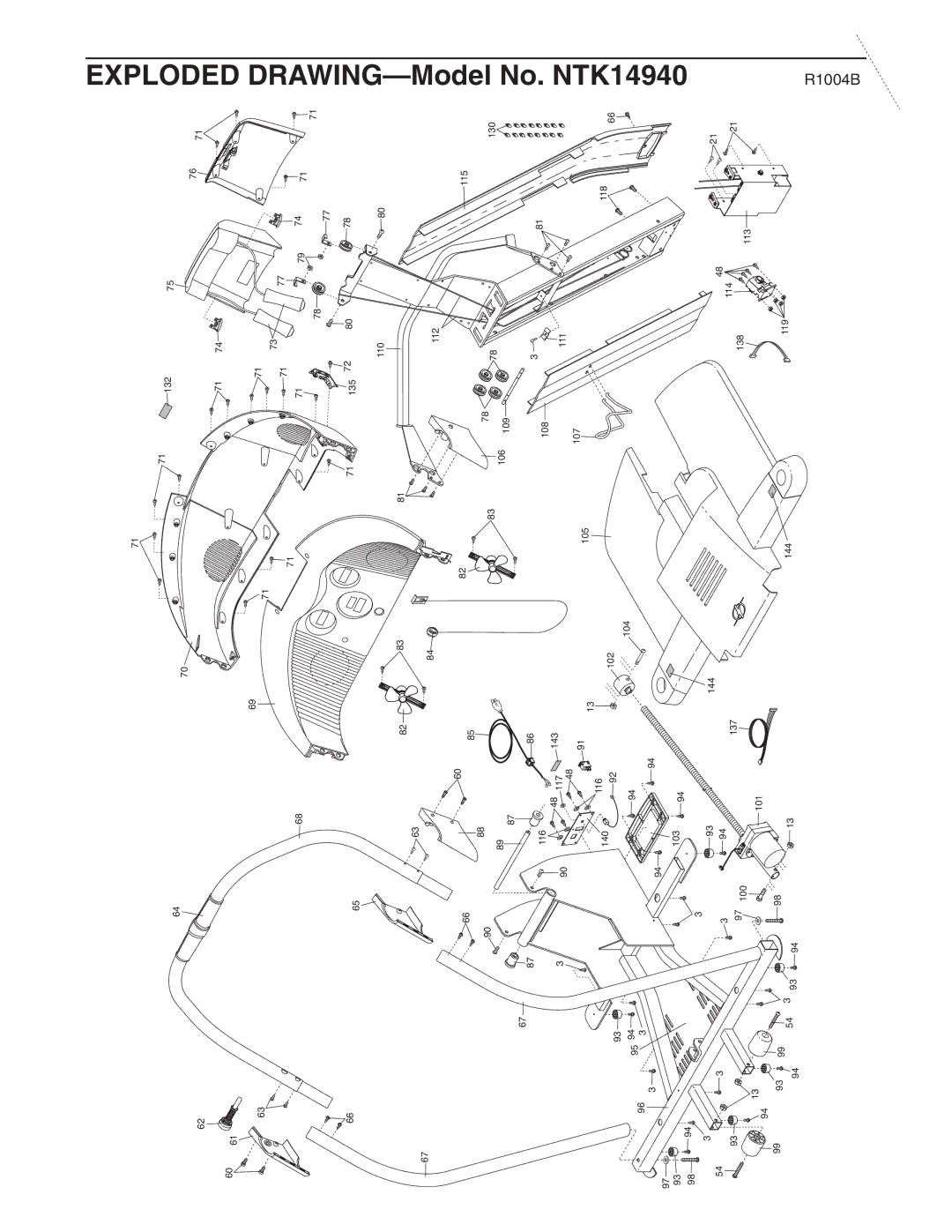 NordicTrack manual Exploded DRAWING-Model No. NTK14940 