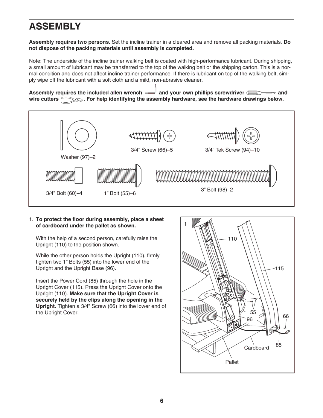 NordicTrack NTK14940 manual Assembly 