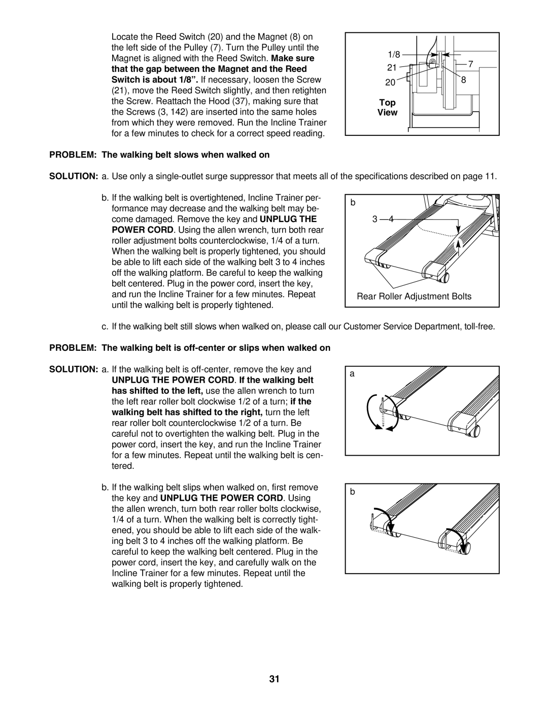 NordicTrack NTK1994.0 user manual Top, Problem The walking belt slows when walked on 