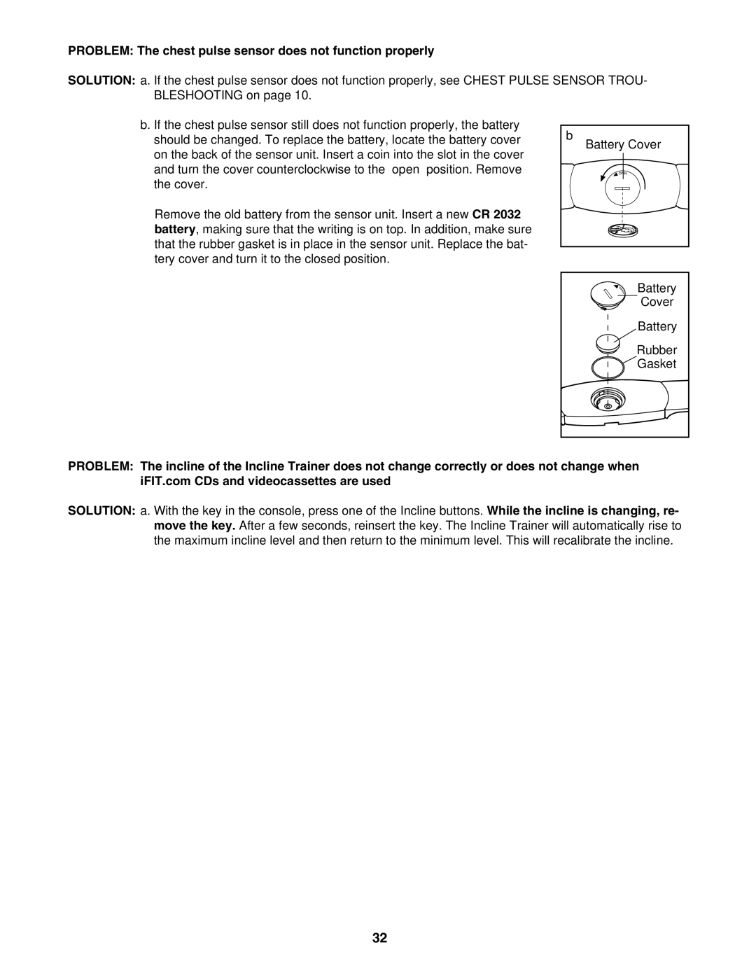 NordicTrack NTK1994.0 user manual Problem The chest pulse sensor does not function properly 