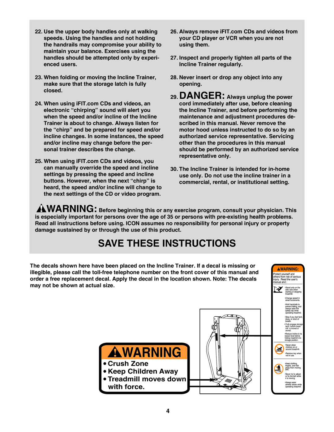 NordicTrack NTK1994.0 user manual Crush Zone 