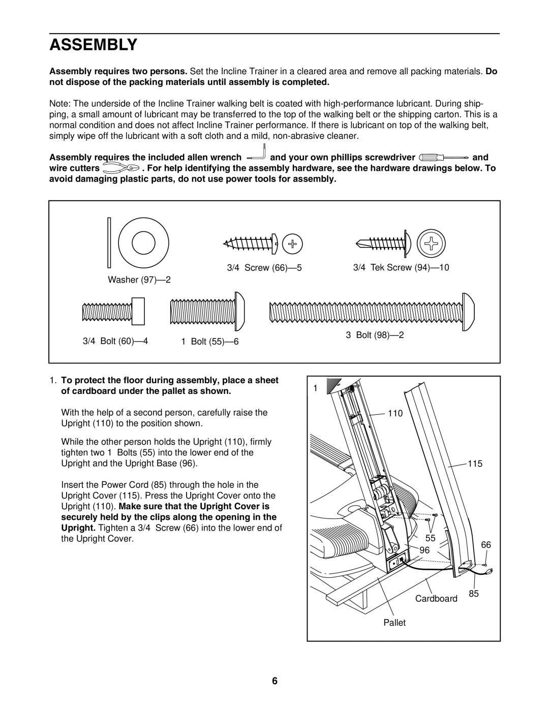 NordicTrack NTK1994.0 user manual Assembly 