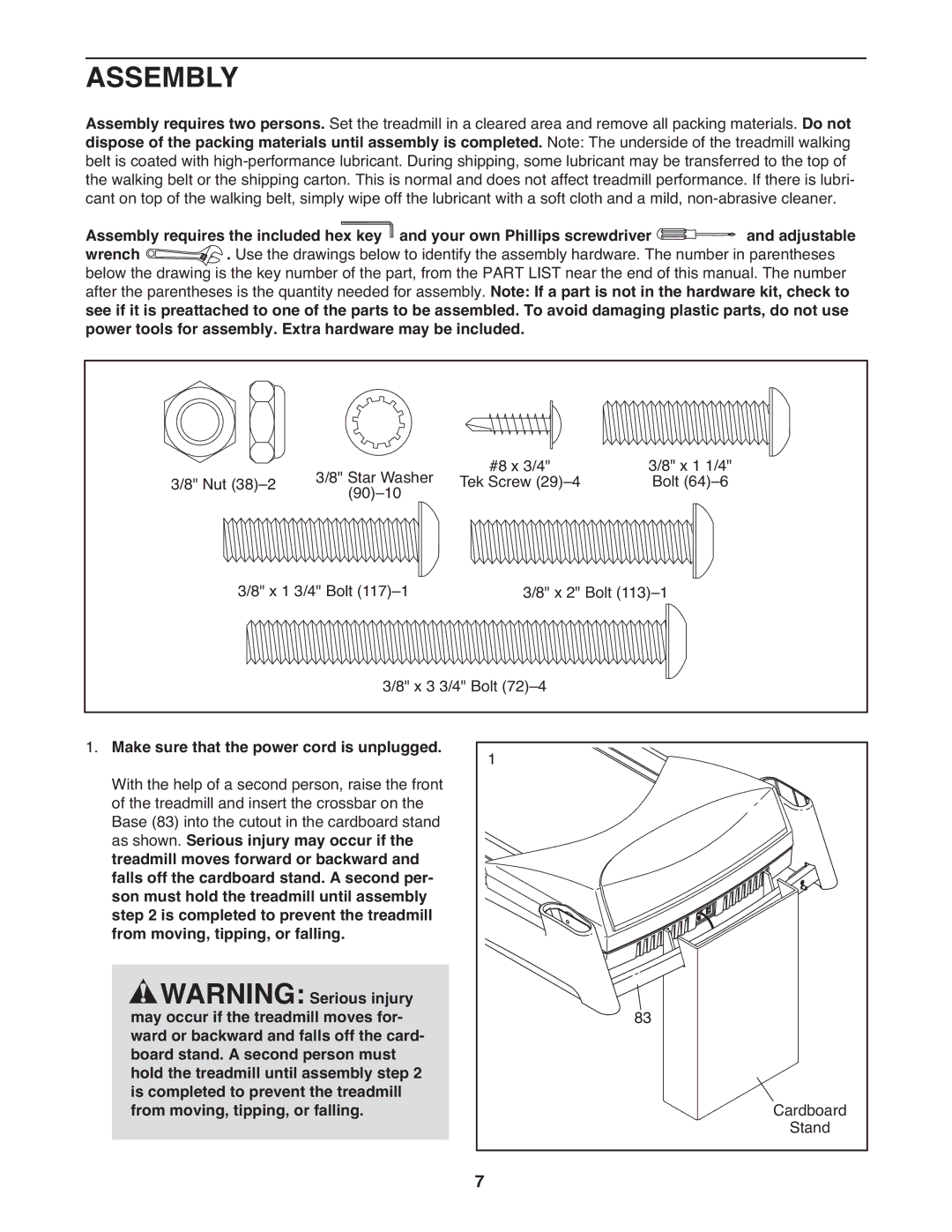 NordicTrack NTL01909.2 manual Assembly 