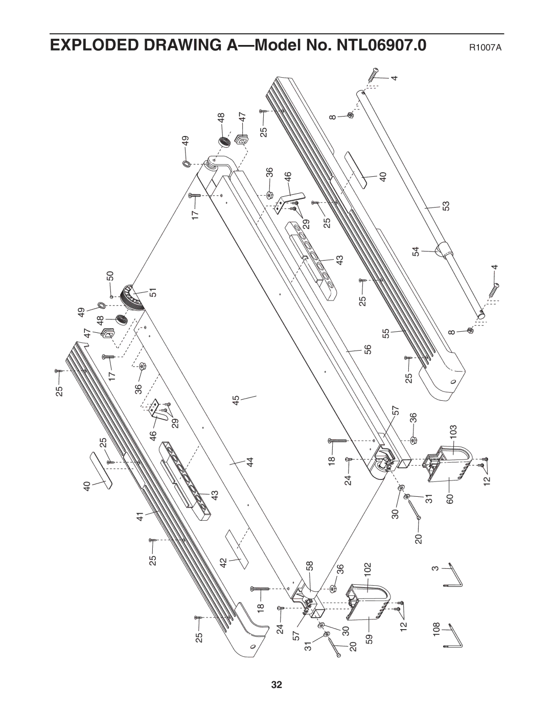 NordicTrack user manual Exploded Drawing A-Model No. NTL06907.0 