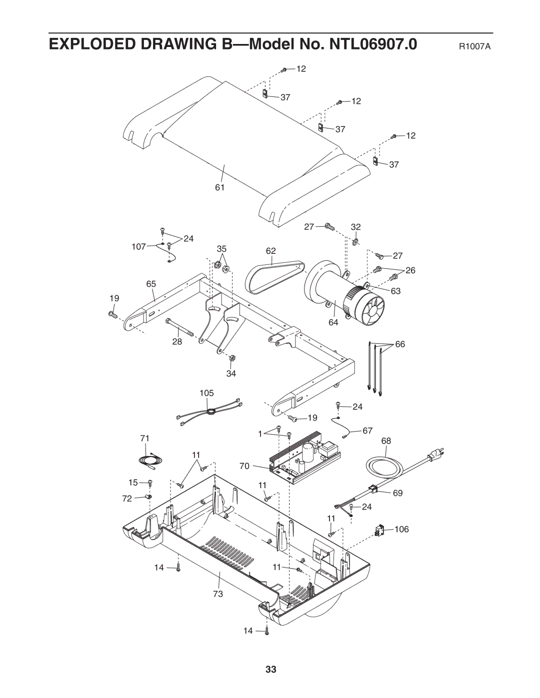 NordicTrack user manual Exploded Drawing B-Model No. NTL06907.0 