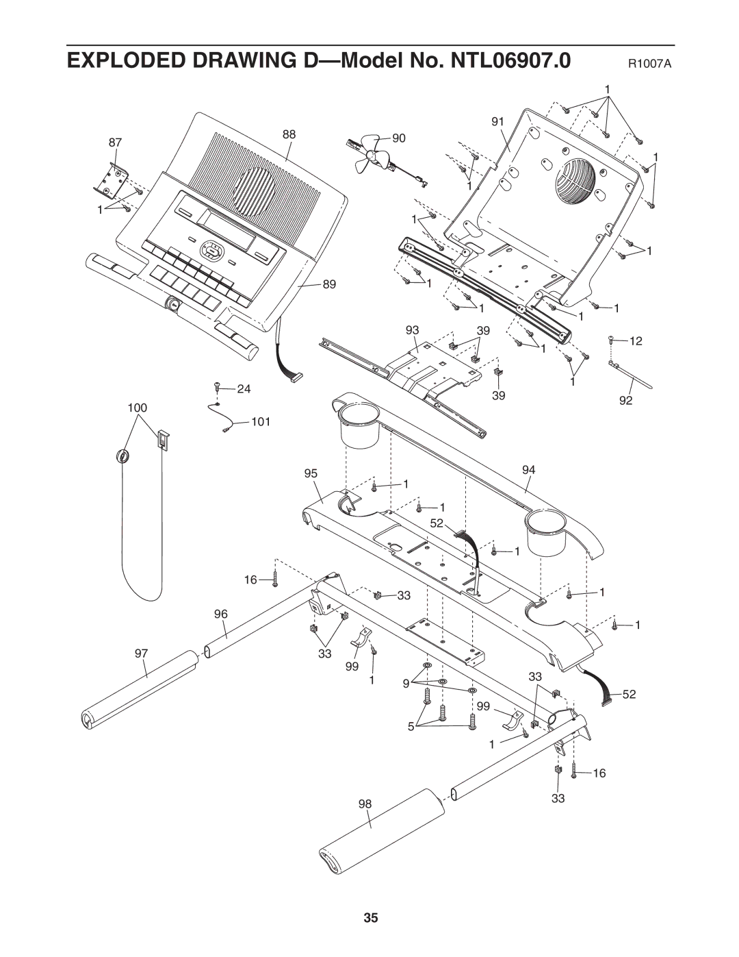 NordicTrack user manual Exploded Drawing D-Model No. NTL06907.0 