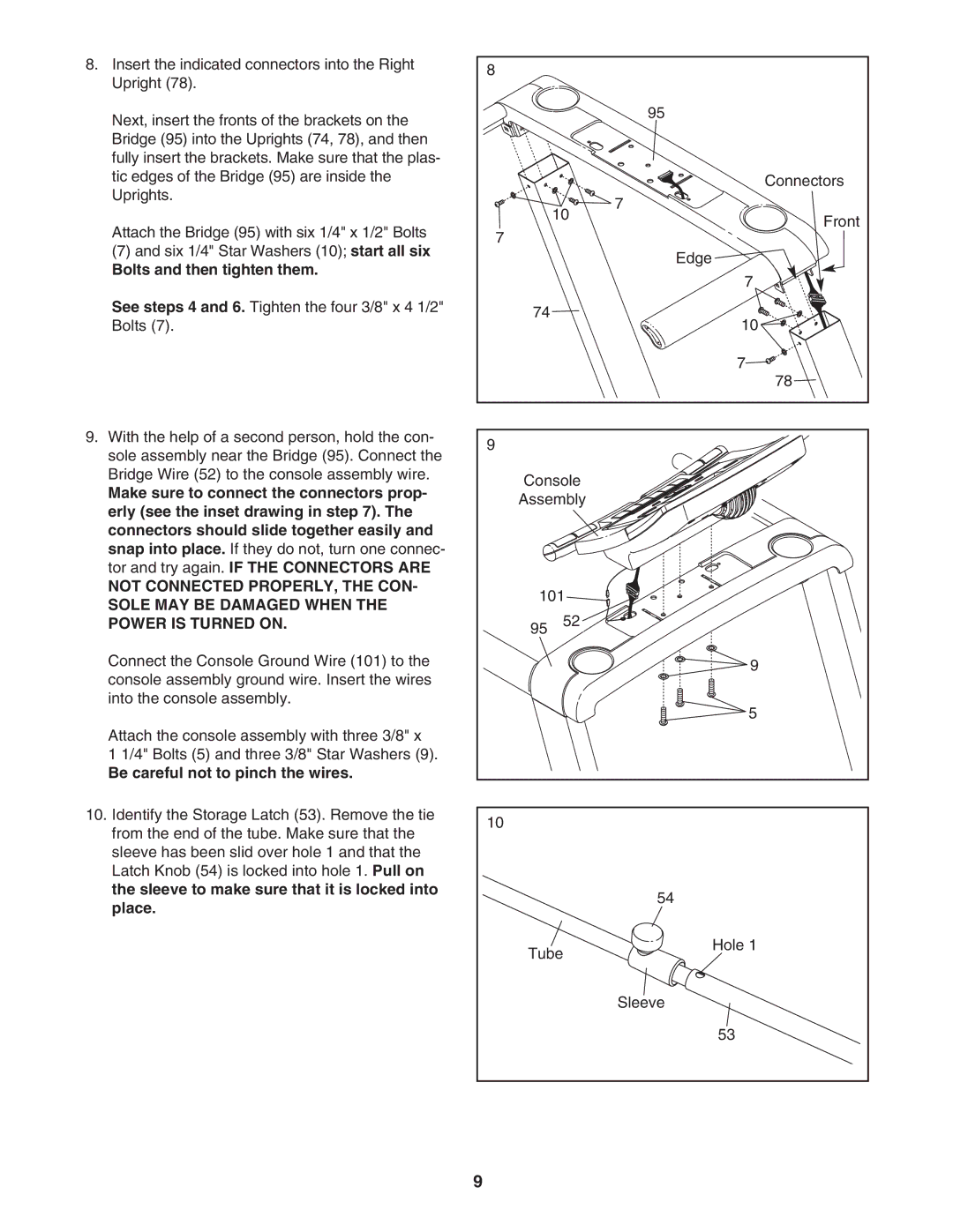 NordicTrack NTL06907.0 user manual Not Connected PROPERLY, the CON, Sole MAY be Damaged When Power is Turned on 