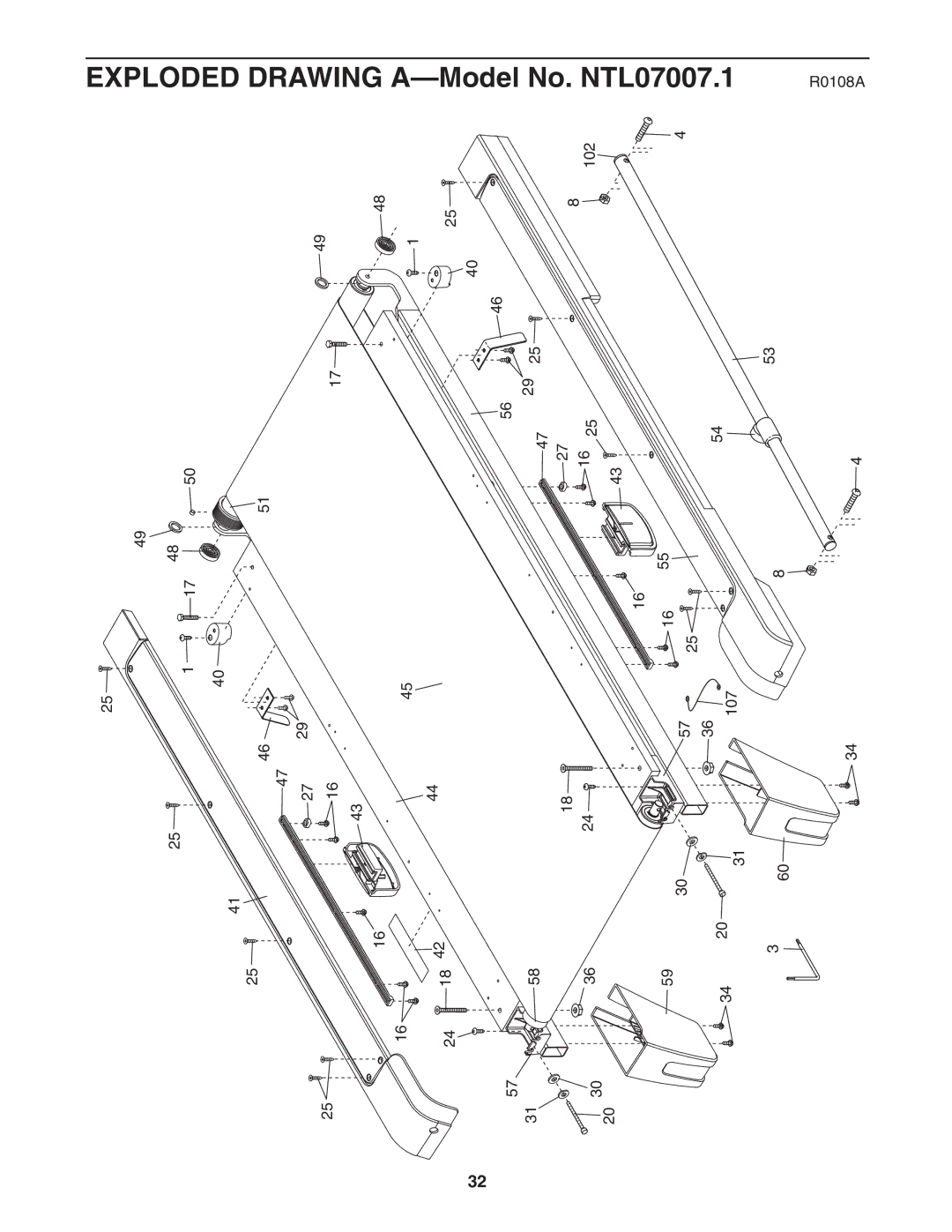 NordicTrack user manual Exploded Drawing A-Model No. NTL07007.1 