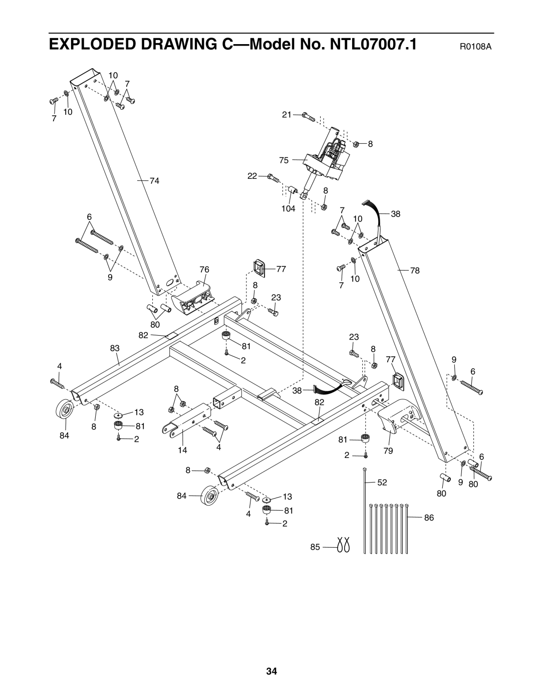 NordicTrack user manual Exploded Drawing C-Model No. NTL07007.1 