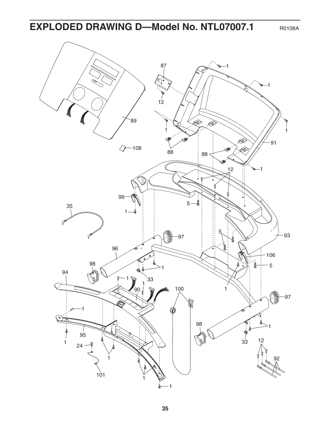 NordicTrack user manual Exploded Drawing D-Model No. NTL07007.1 