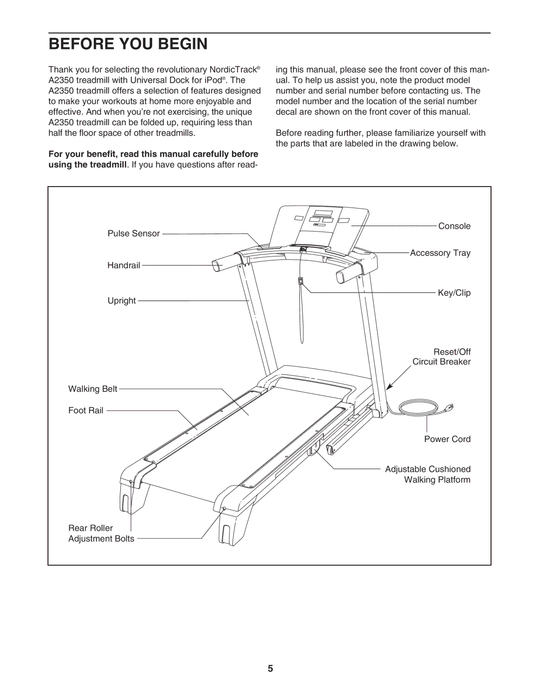 NordicTrack NTL07007.1 user manual Before YOU Begin 